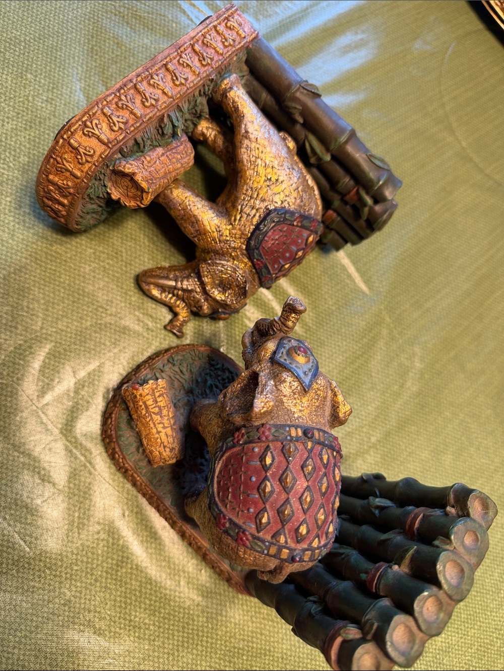Book Holders, Vintage Elephant Safari Boho with Bamboo Ceramic
